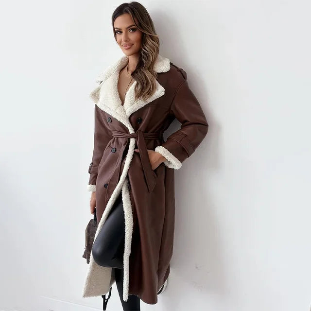 Manteau long pour femme avec ceinture