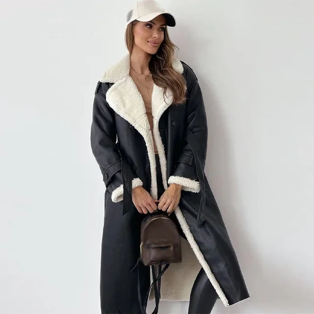 Manteau long pour femme avec ceinture
