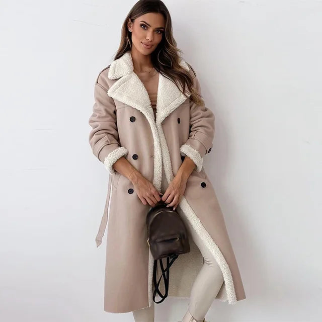 Manteau long pour femme avec ceinture