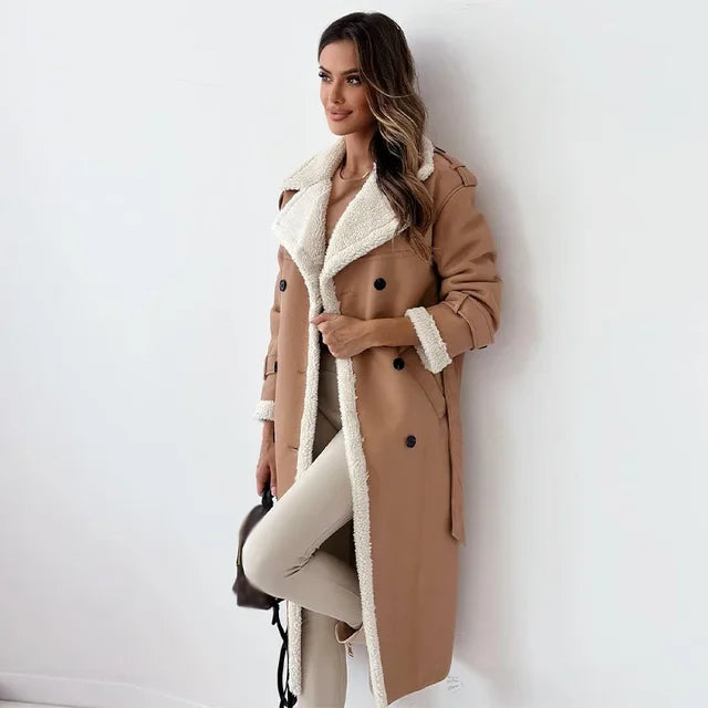 Manteau long pour femme avec ceinture