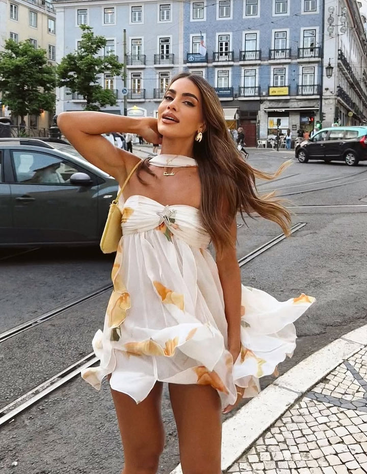 Kyrie | Robe Minijupe en Chiffon avec Bandeau pour Cocktail
