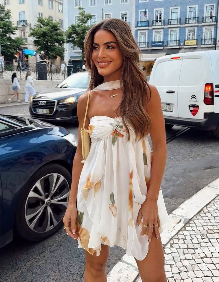 Kyrie | Robe Minijupe en Chiffon avec Bandeau pour Cocktail