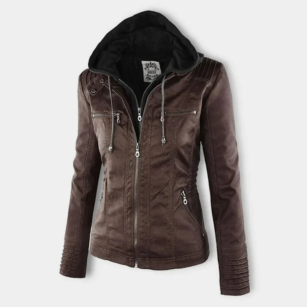 Wolff - veste en cuir pour femmes avec capuche