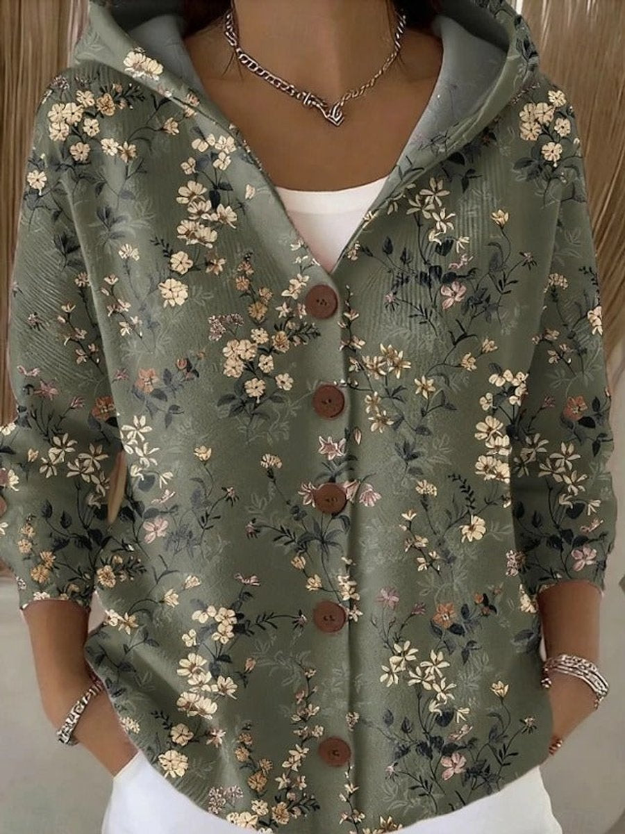 Pull d'extérieur coloré pour femmes avec capuche et patte de boutonnage – Cardigan hoodie décontracté pour le quotidien et les loisirs