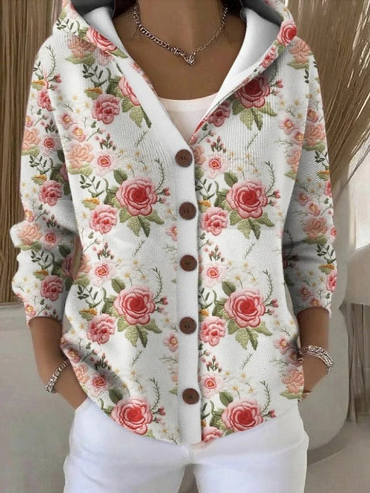Cardigan pour femmes coloré avec capuche et boutonnière – Cardigan hoodie décontracté pour le quotidien et les loisirs
