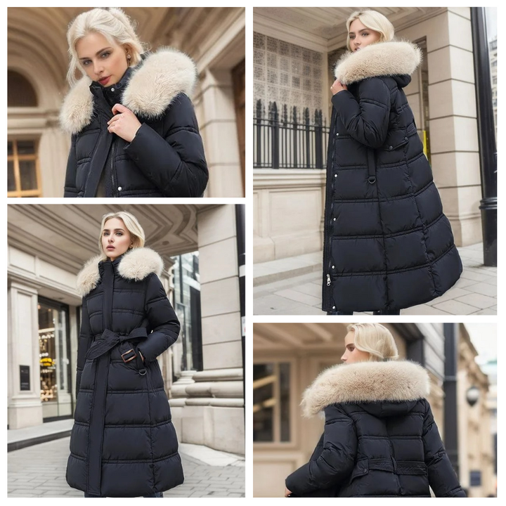 Manteau d'hiver exquis, luxueux et matelassé pour femmes