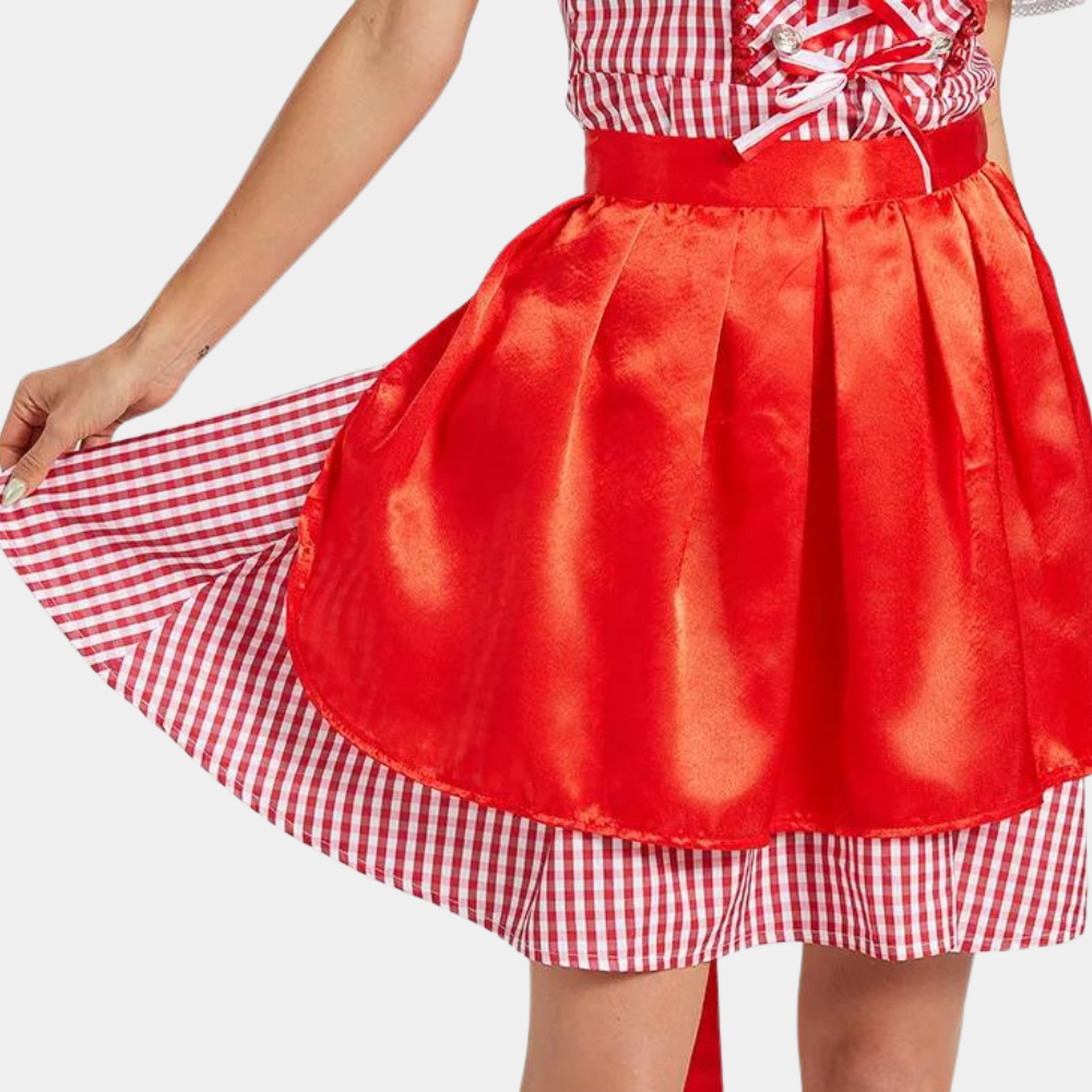 Robe Dirndl Élégante Rouge Oktoberfest pour Femmes