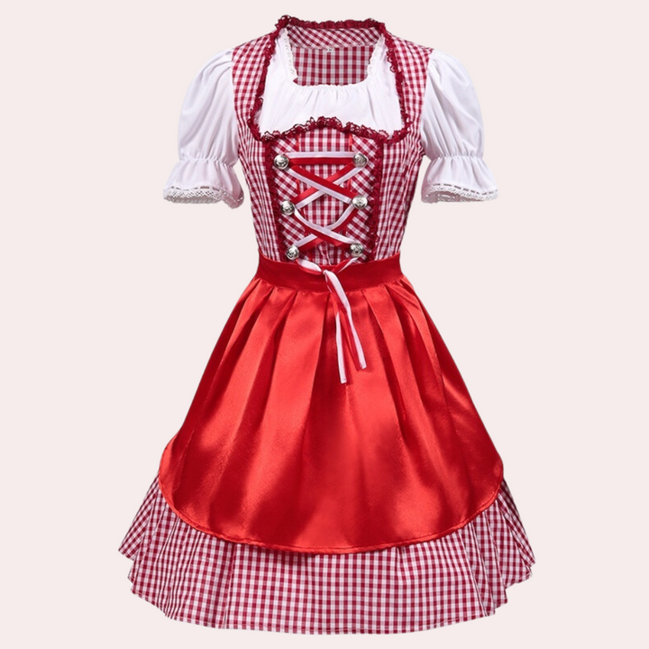Robe Dirndl Élégante Rouge Oktoberfest pour Femmes