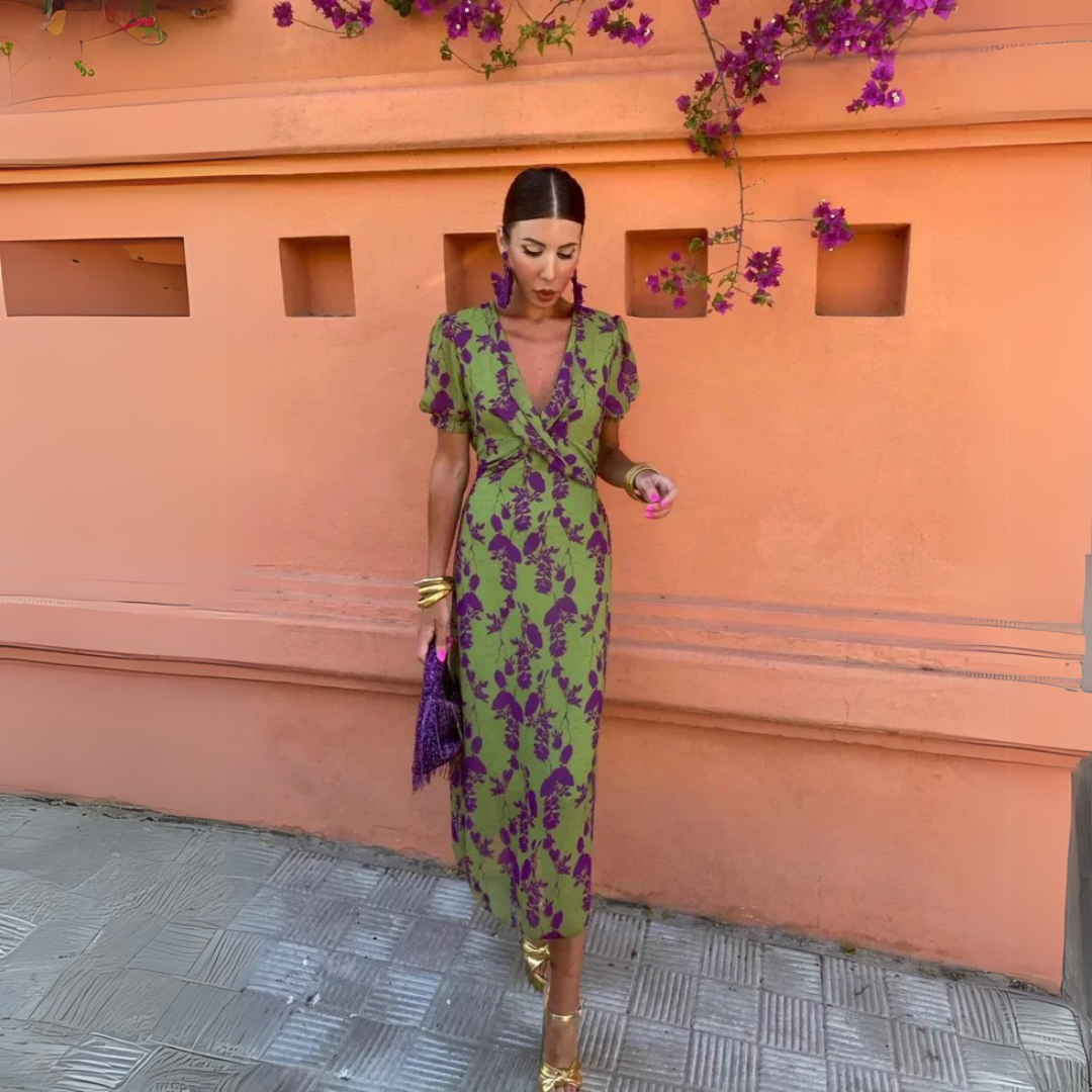 Danielle - Robe midi à fleurs