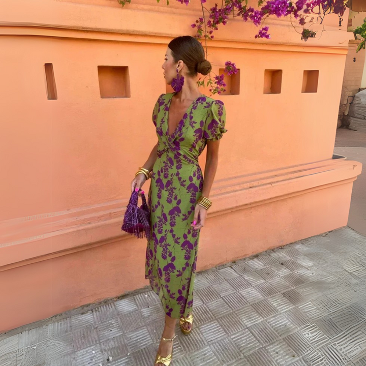 Danielle - Robe midi à fleurs