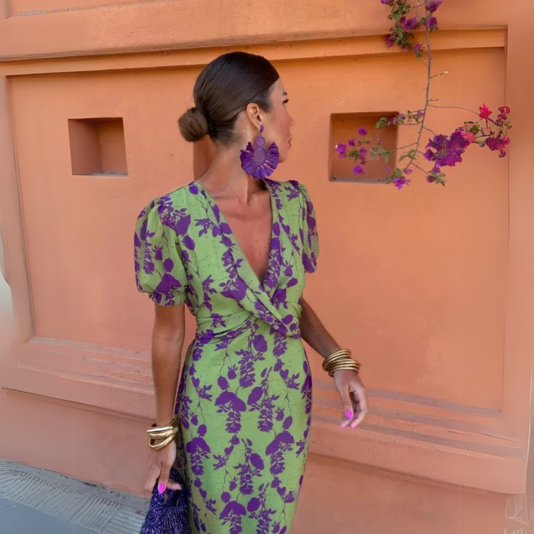 Danielle - Robe midi à fleurs