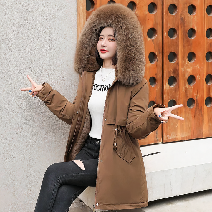 Sophia | Élégant col en fourrure Parka femme stylée