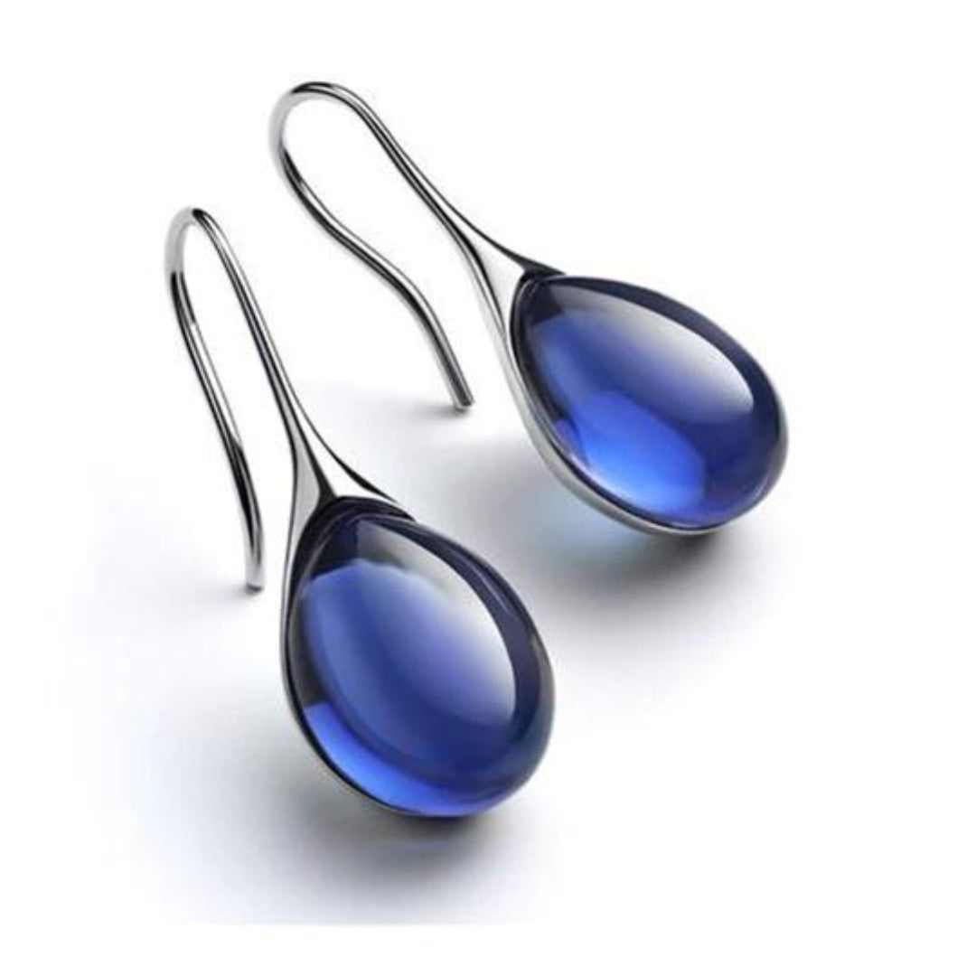 Boucles d'oreilles en gouttes de cristal en or et argent