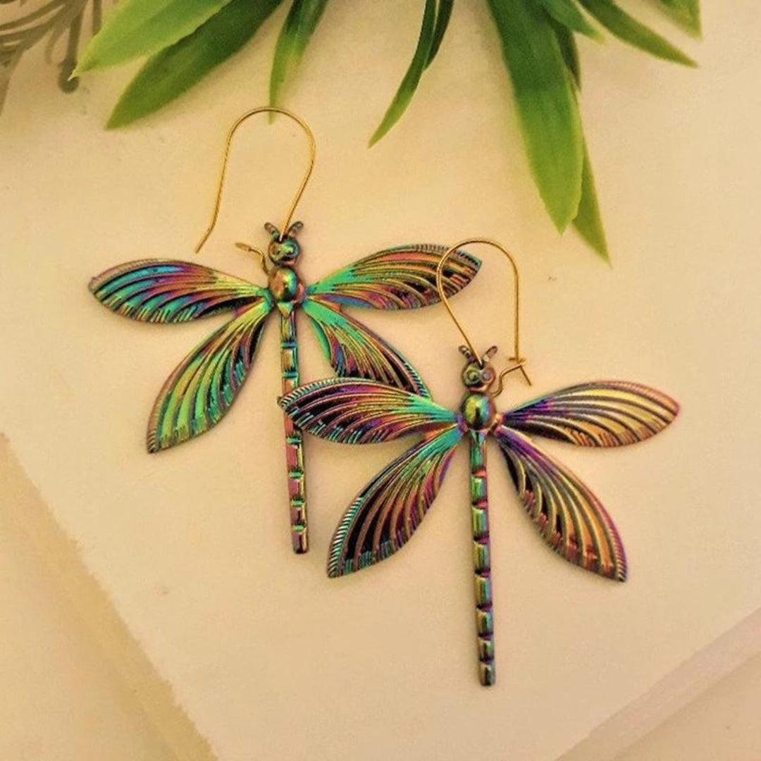 Boucles d'oreilles libellules chromatiques multicolores