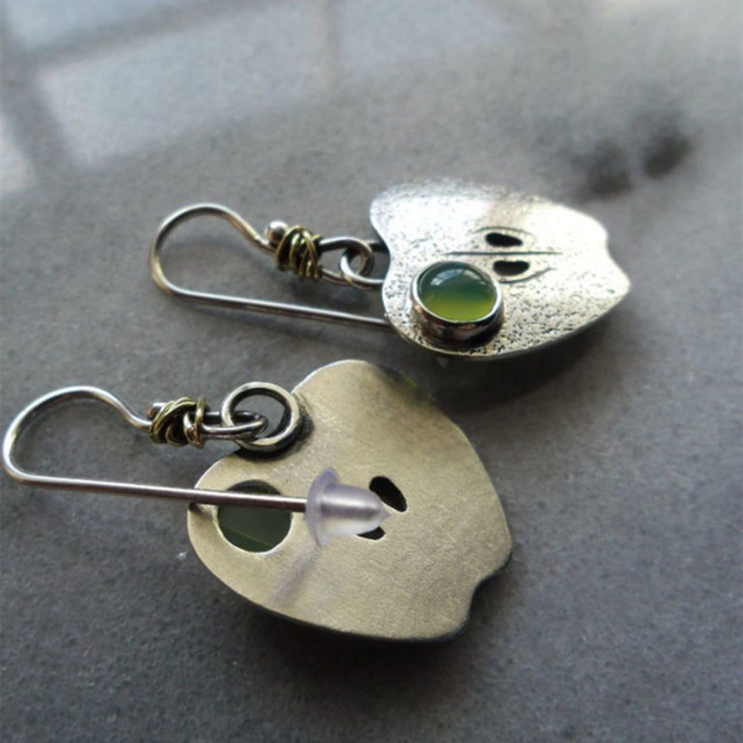 Boucles d'oreilles avec cristal vert en argent