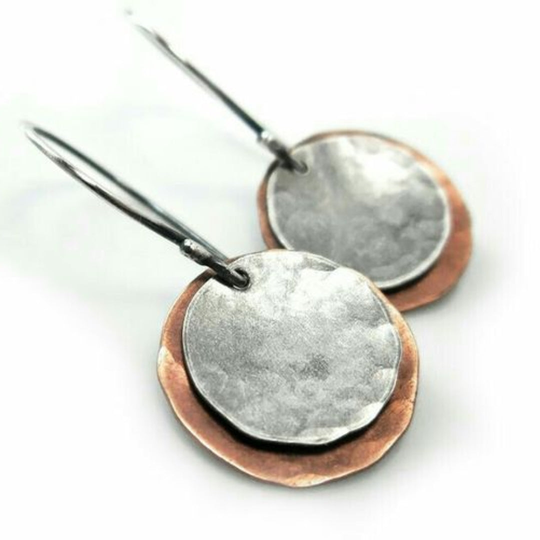 Boucles d'oreilles vintage en argent et bronze plaqué