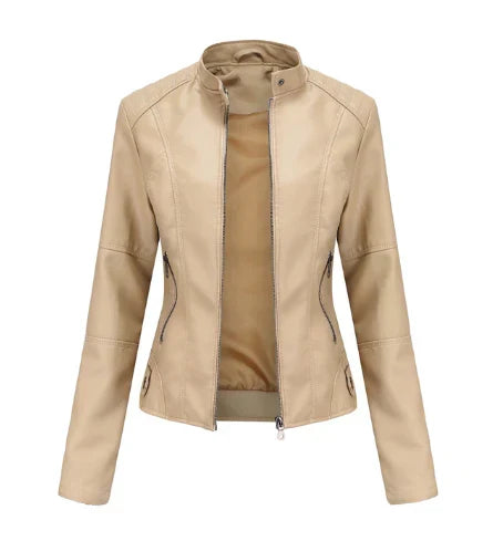 Meli - veste en cuir pour femmes avec col Mao