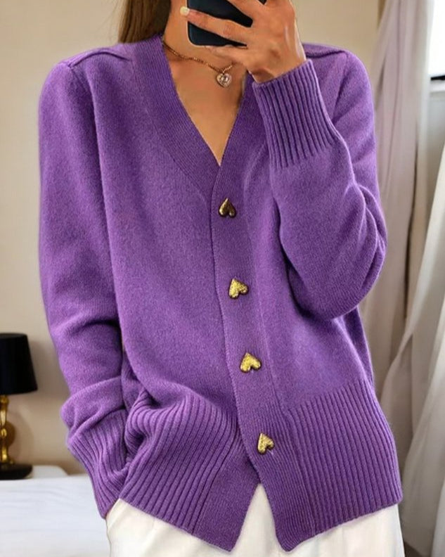 Cardigan Femme - Tricot Doux avec Décolleté en V