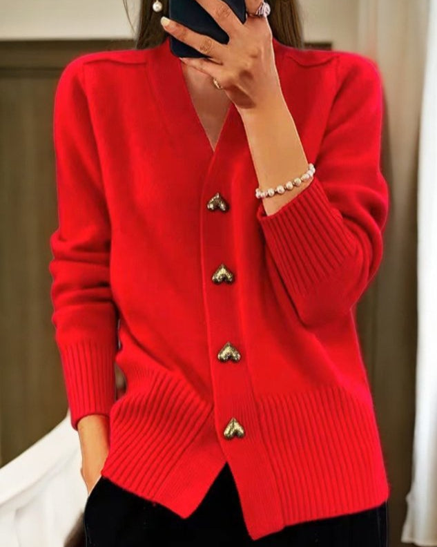 Cardigan Femme - Tricot Doux avec Décolleté en V