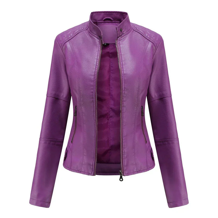 Meli - veste en cuir pour femmes avec col Mao