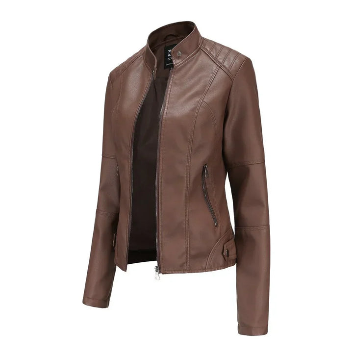 Meli - veste en cuir pour femmes avec col Mao