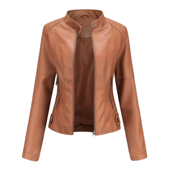Meli - veste en cuir pour femmes avec col Mao