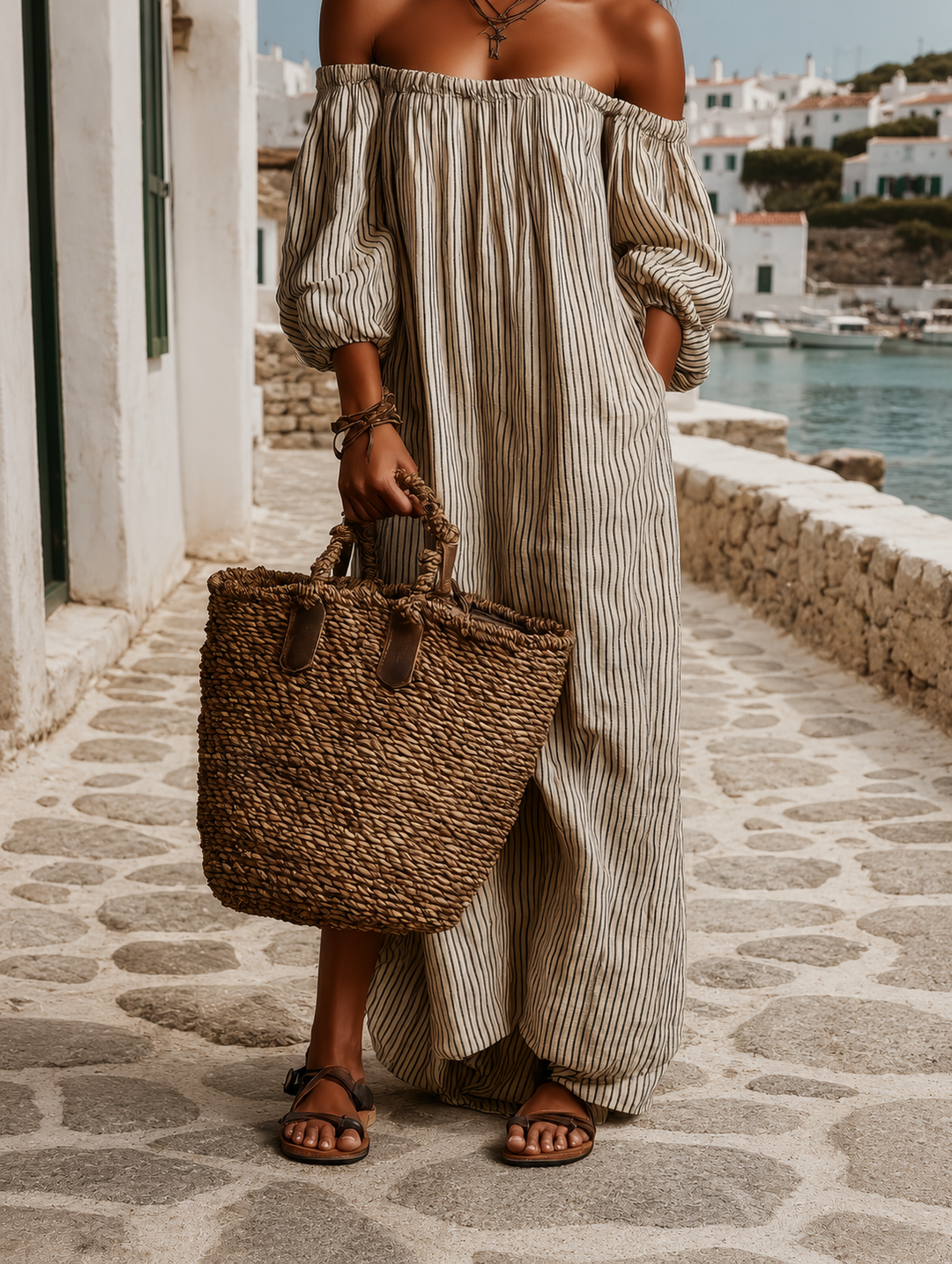 Malin| Robe maxi légère avec manches longues