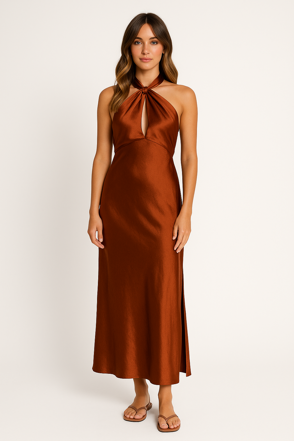 Robe de soirée maxi à col halter pour femmes