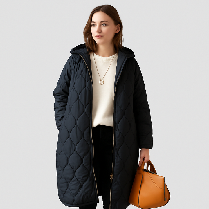 Lorelei | Veste d'hiver matelassée pour femmes grande taille avec capuche et fermeture éclair pratique