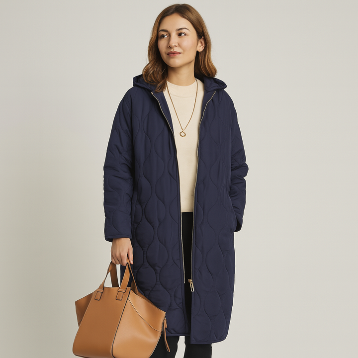 Lorelei | Veste d'hiver matelassée pour femmes grande taille avec capuche et fermeture éclair pratique