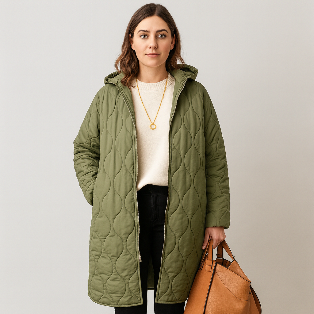 Lorelei | Veste d'hiver matelassée pour femmes grande taille avec capuche et fermeture éclair pratique