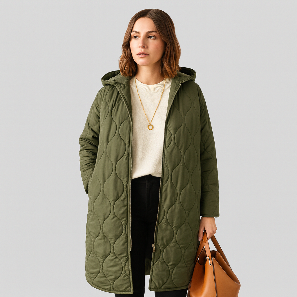 Lorelei | Veste d'hiver matelassée pour femmes grande taille avec capuche et fermeture éclair pratique