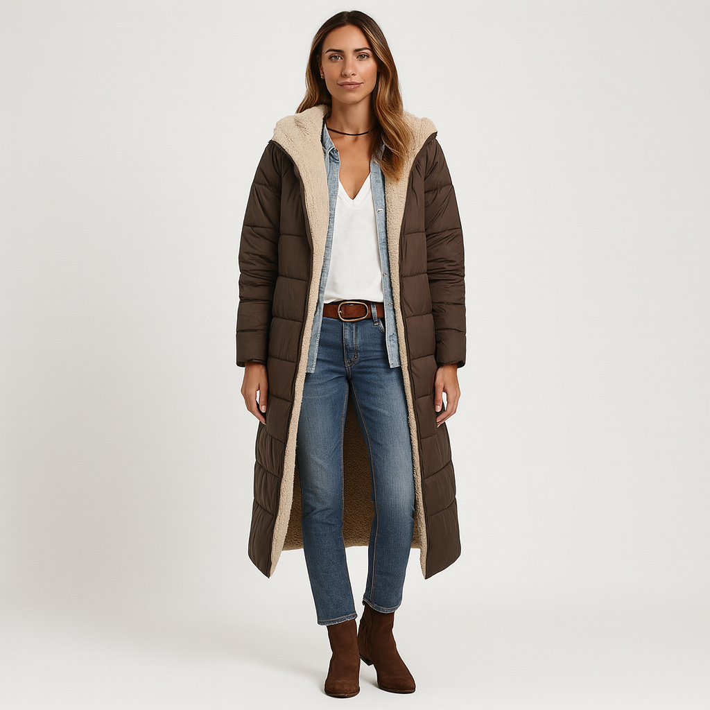 Amara | Manteau d'hiver réversible avec capuche douillette pour femmes