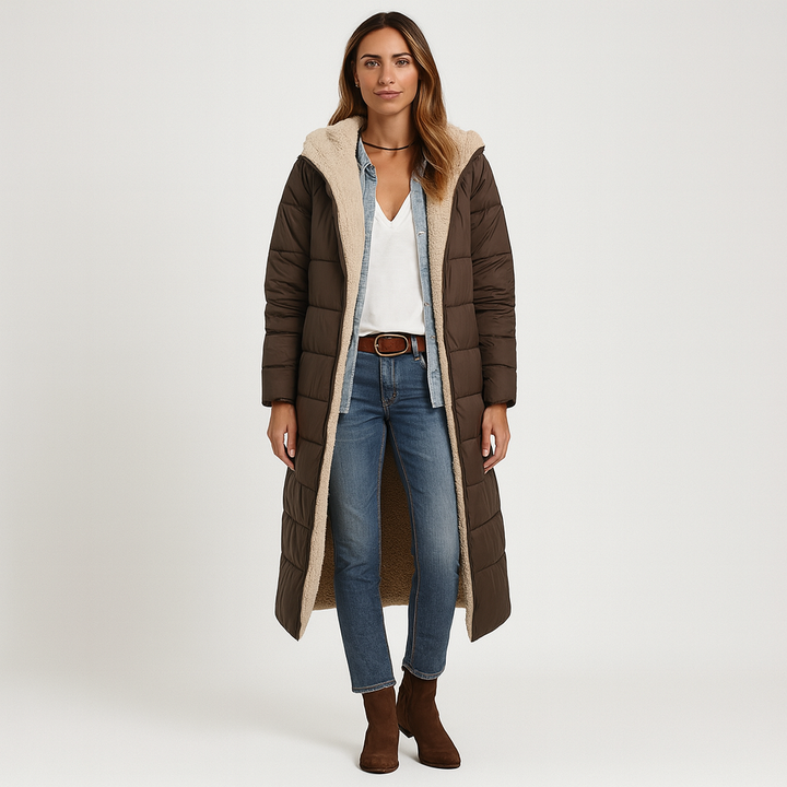 Amara | Manteau d'hiver réversible avec capuche douillette pour femmes