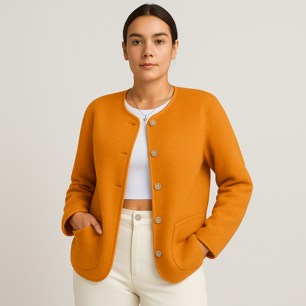 Serenna | Manteau femme en effet laine avec col rond