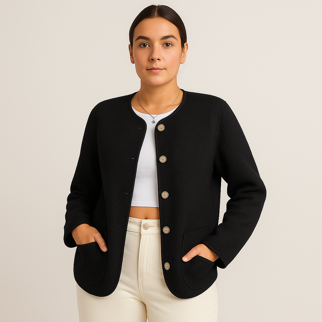 Serenna | Manteau femme en effet laine avec col rond