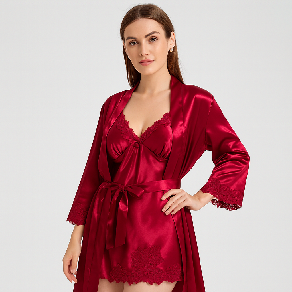 Ensemble de pyjama élégant 5-en-1 pour femmes – Ensemble de loungewear premium avec peignoir et pièces assorties