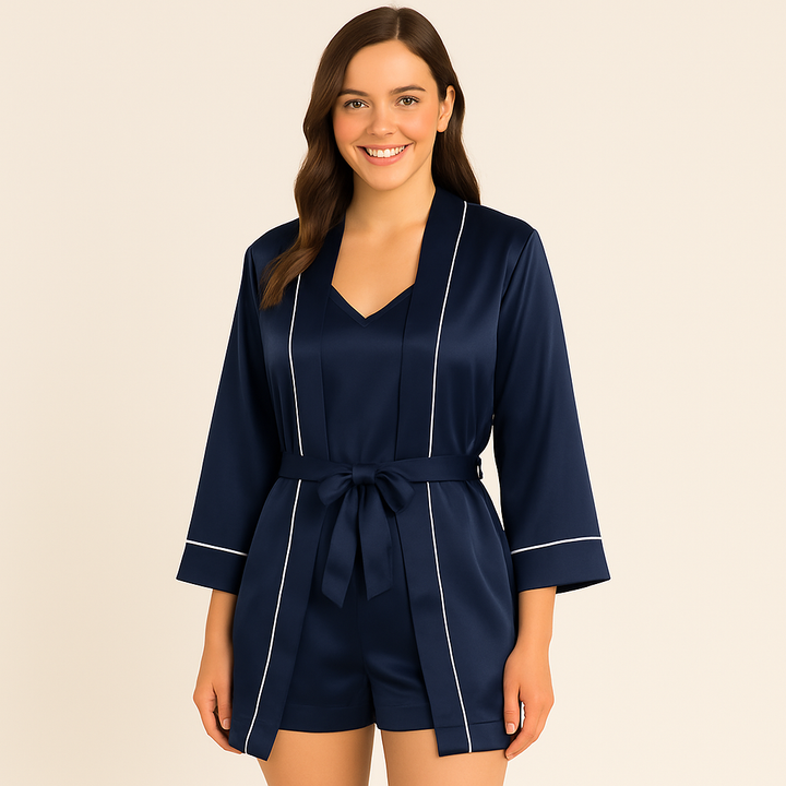 Ensemble de pyjama en satin 3 pièces pour femmes