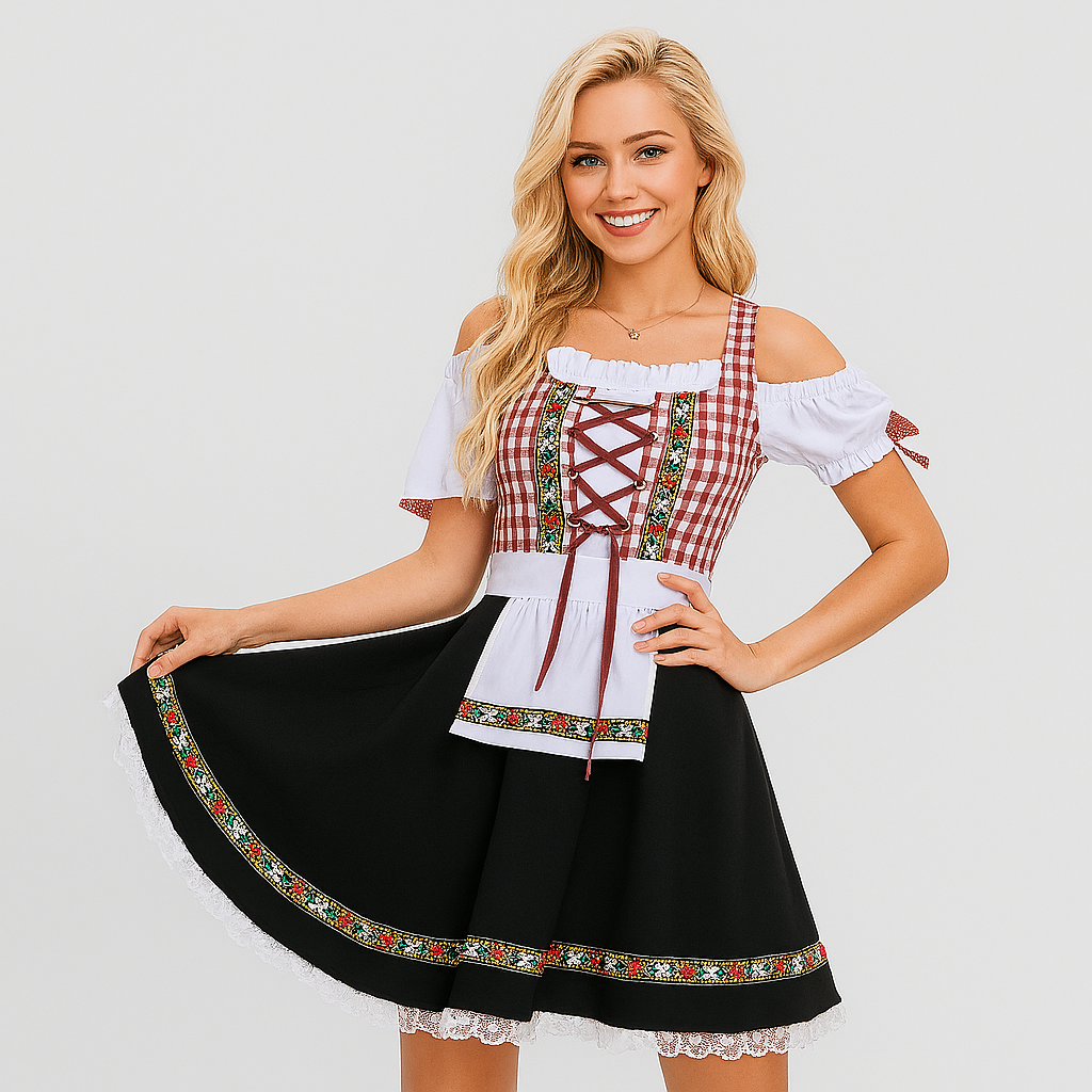 Dirndls Élégants pour Femmes – Avec Dentelle et Nœud au Dos dans le Style Traditionnel Bavarois