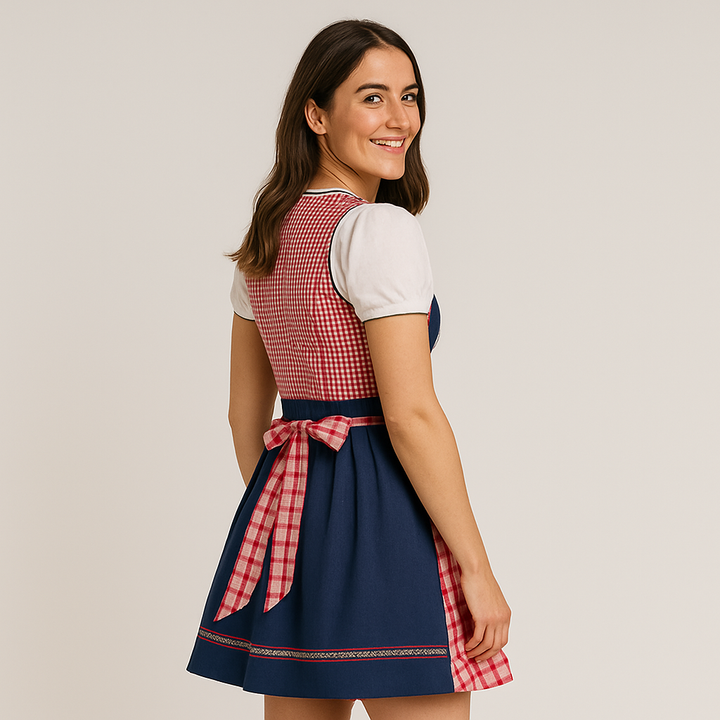 Dirndl pour femmes avec motif à carreaux – Robe traditionnelle bavaroise pour la fête de la bière à Munich