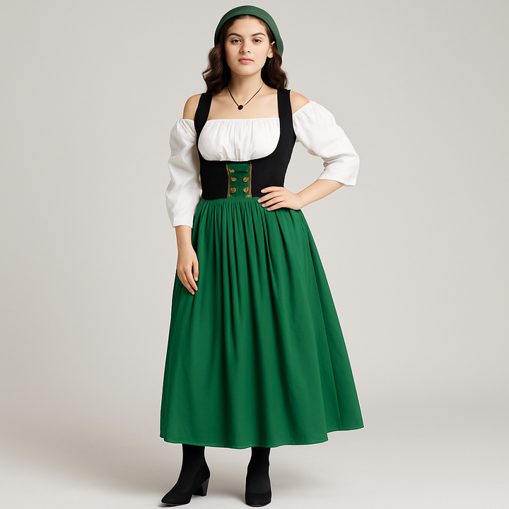 Dirndl Médiéval Femme – Robe Traditionnelle Élégante de Style Paysan Bavarois pour Oktoberfest