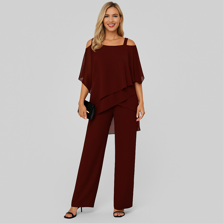 Ensemble Femme – Combinaison élégante avec blouse décolletée