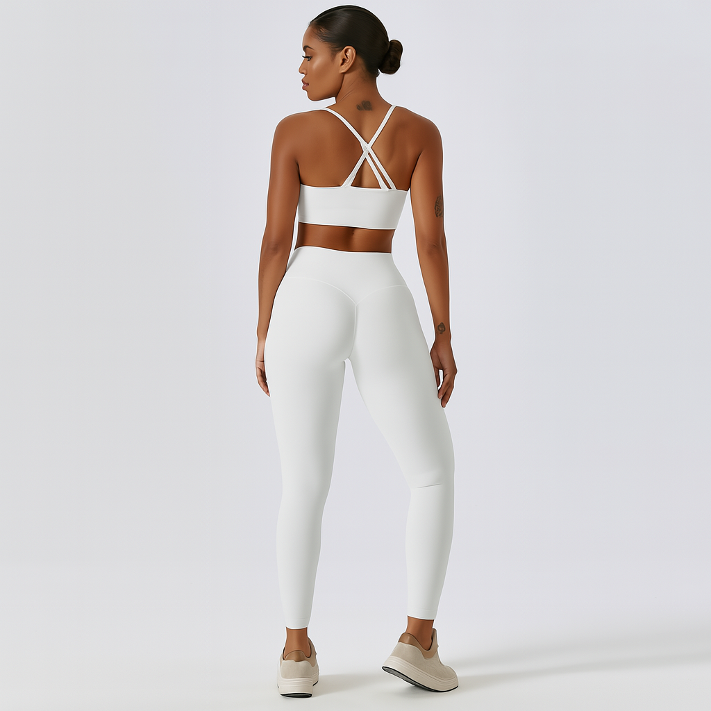 Ensemble de yoga et de Pilates sans couture pour femmes – Leggings et top taille haute, tenue de sport 2 pièces