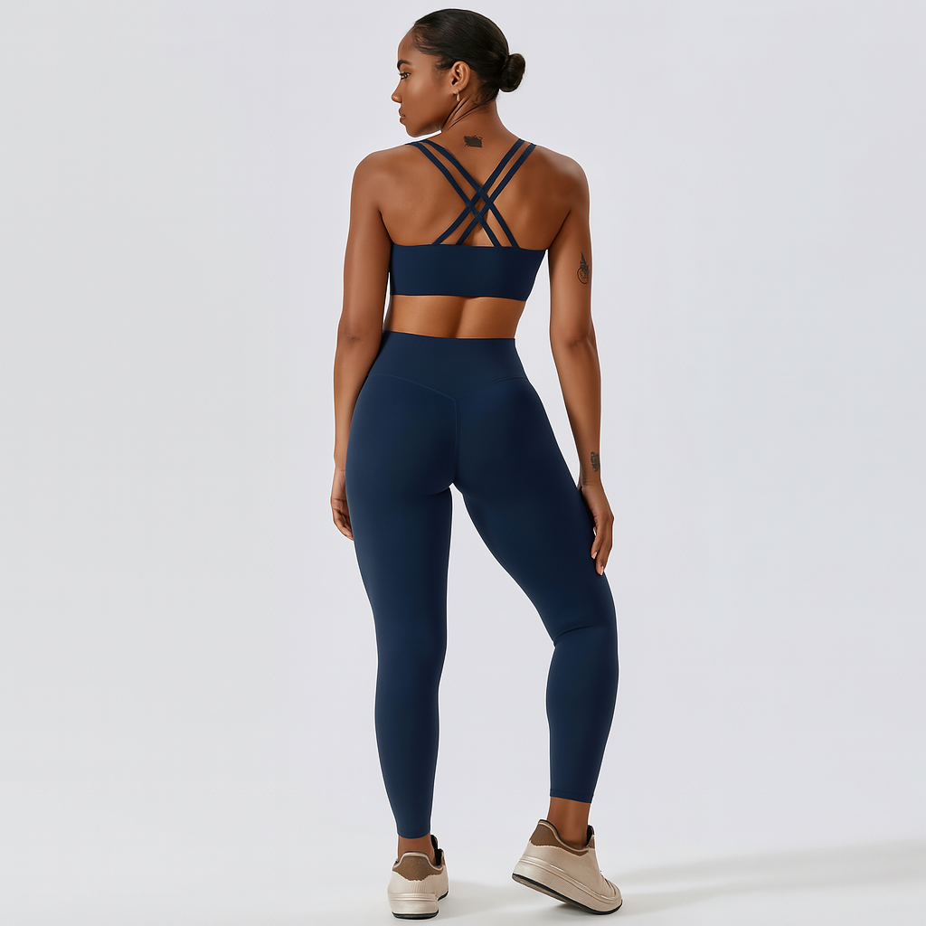 Ensemble de yoga et de Pilates sans couture pour femmes – Leggings et top taille haute, tenue de sport 2 pièces