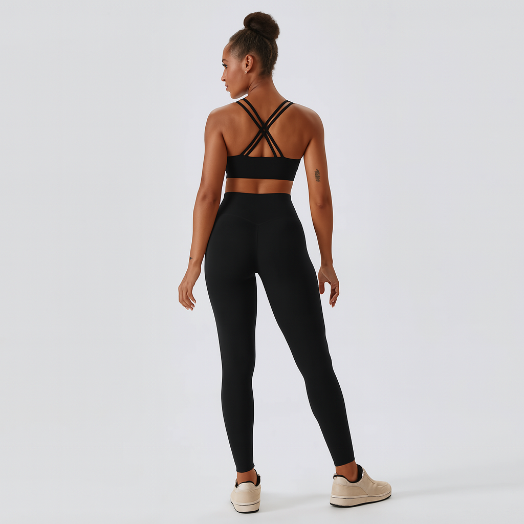 Ensemble de yoga et de Pilates sans couture pour femmes – Leggings et top taille haute, tenue de sport 2 pièces