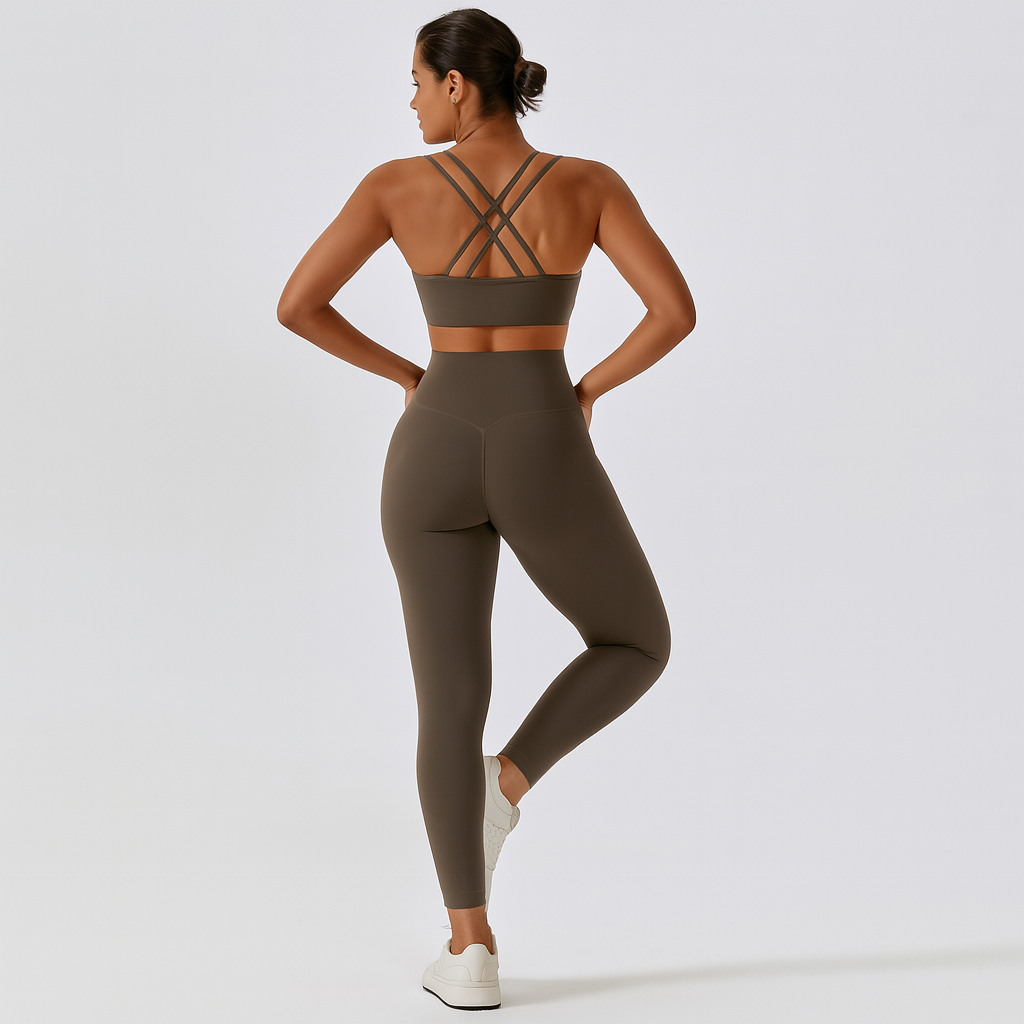 Ensemble de yoga et de Pilates sans couture pour femmes – Leggings et top taille haute, tenue de sport 2 pièces