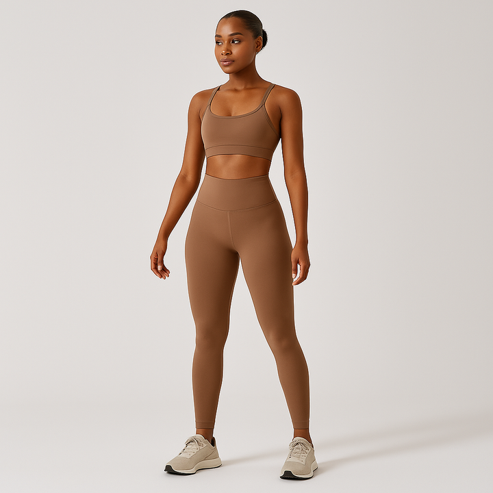 Ensemble de yoga et de pilates sans couture pour femmes – Soutien-gorge de sport, short taille haute et leggings