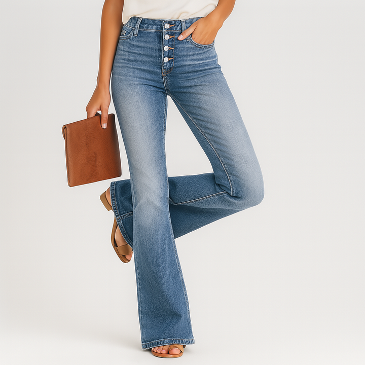Ellen – Jeans pour femmes taille haute et évasés – Coupe classique en denim
