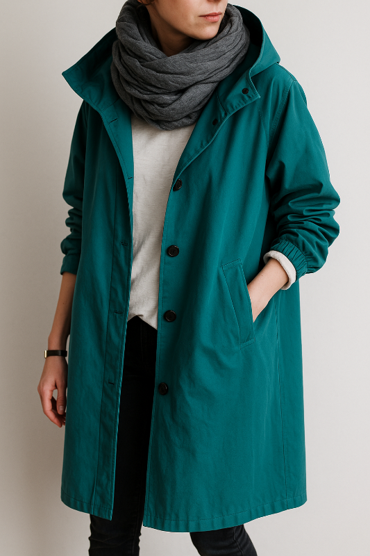 Manteau long imperméable pour femmes avec capuche réglable pour l'hiver et la pluie – Manteaux pour femmes