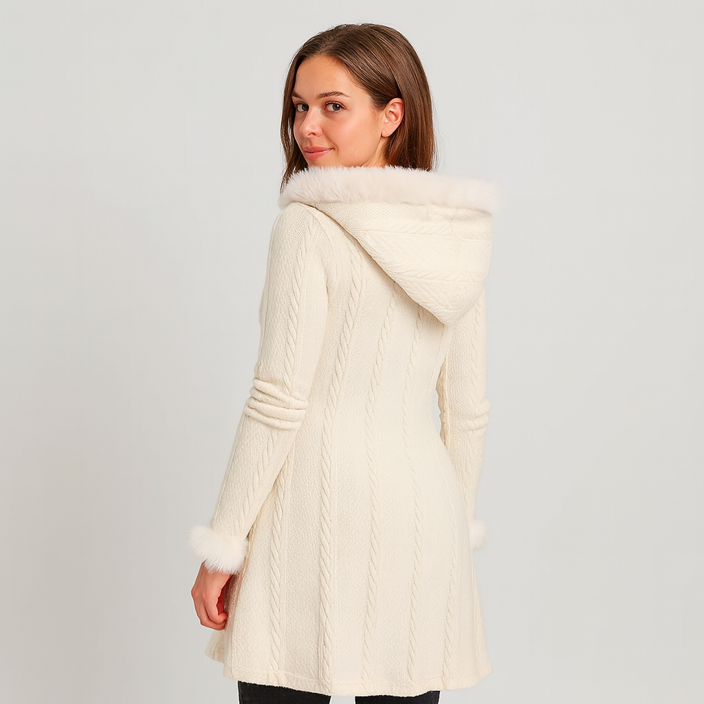 Selena | Manteau à capuche pour femmes avec patchwork à carreaux et boutons en corne
